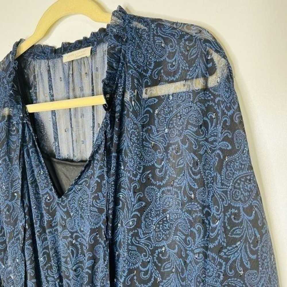 Love Stitch Navy Blue Black Paisley Boho Sheer Ov… - image 2