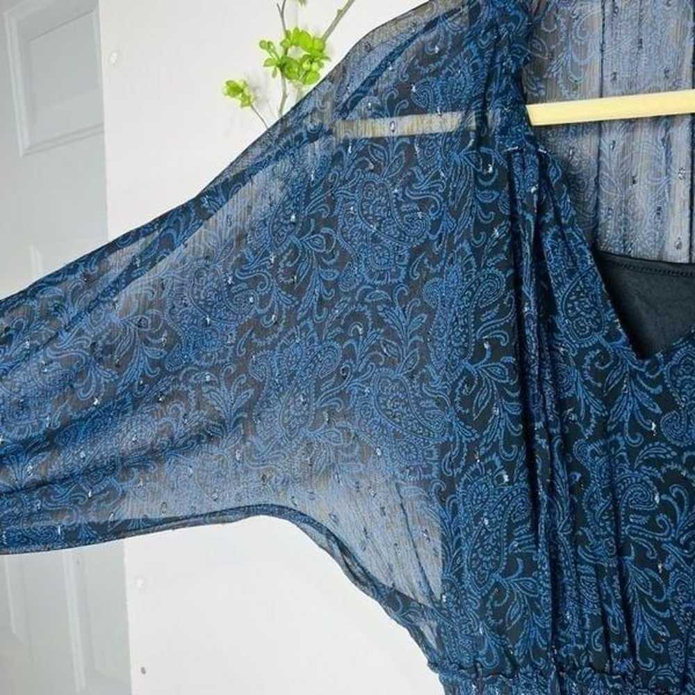 Love Stitch Navy Blue Black Paisley Boho Sheer Ov… - image 9