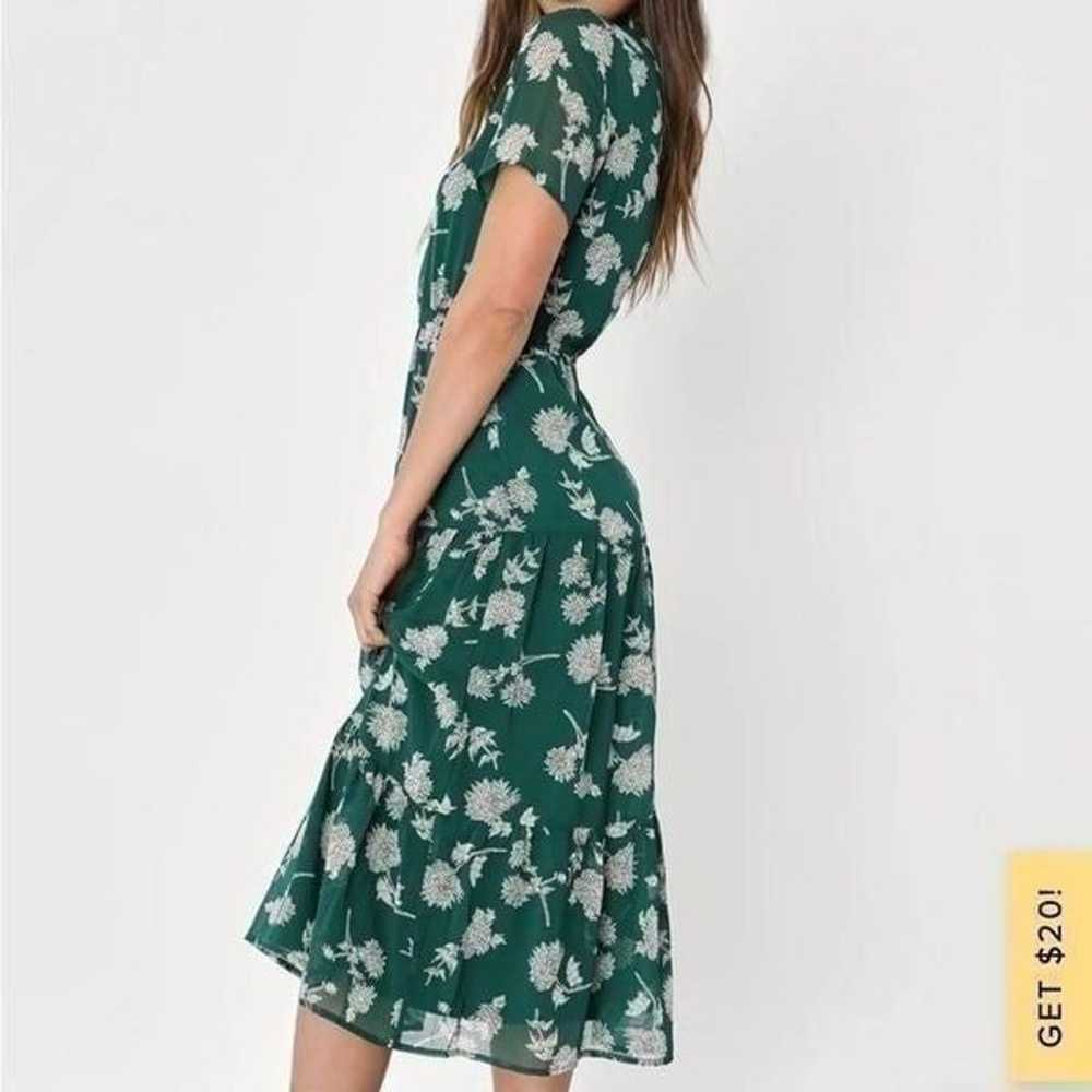 Lulu’s Dressed Up Dark Green Floral Print Midi Dr… - image 3