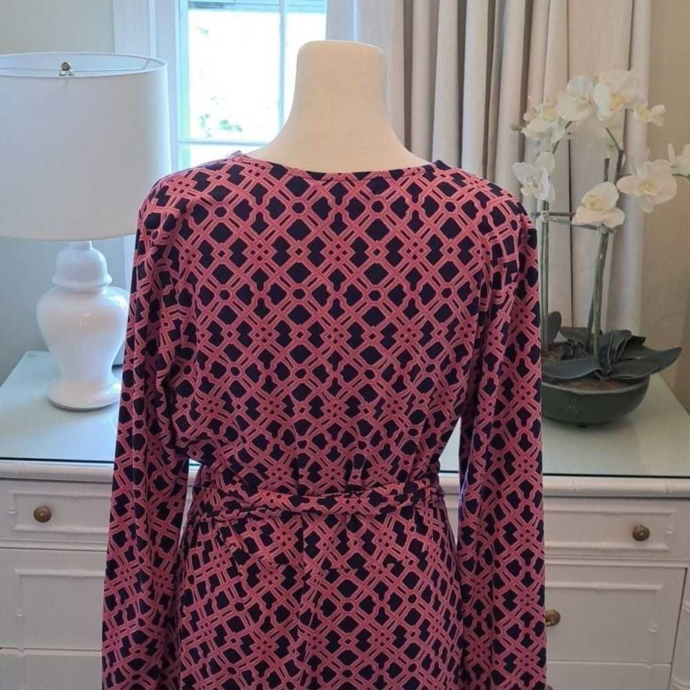 Vineyard Vines Womens Pink/Navy Print V Neck Wrap… - image 6