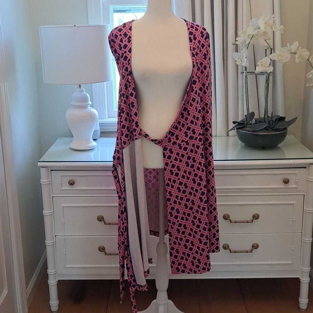 Vineyard Vines Womens Pink/Navy Print V Neck Wrap… - image 9