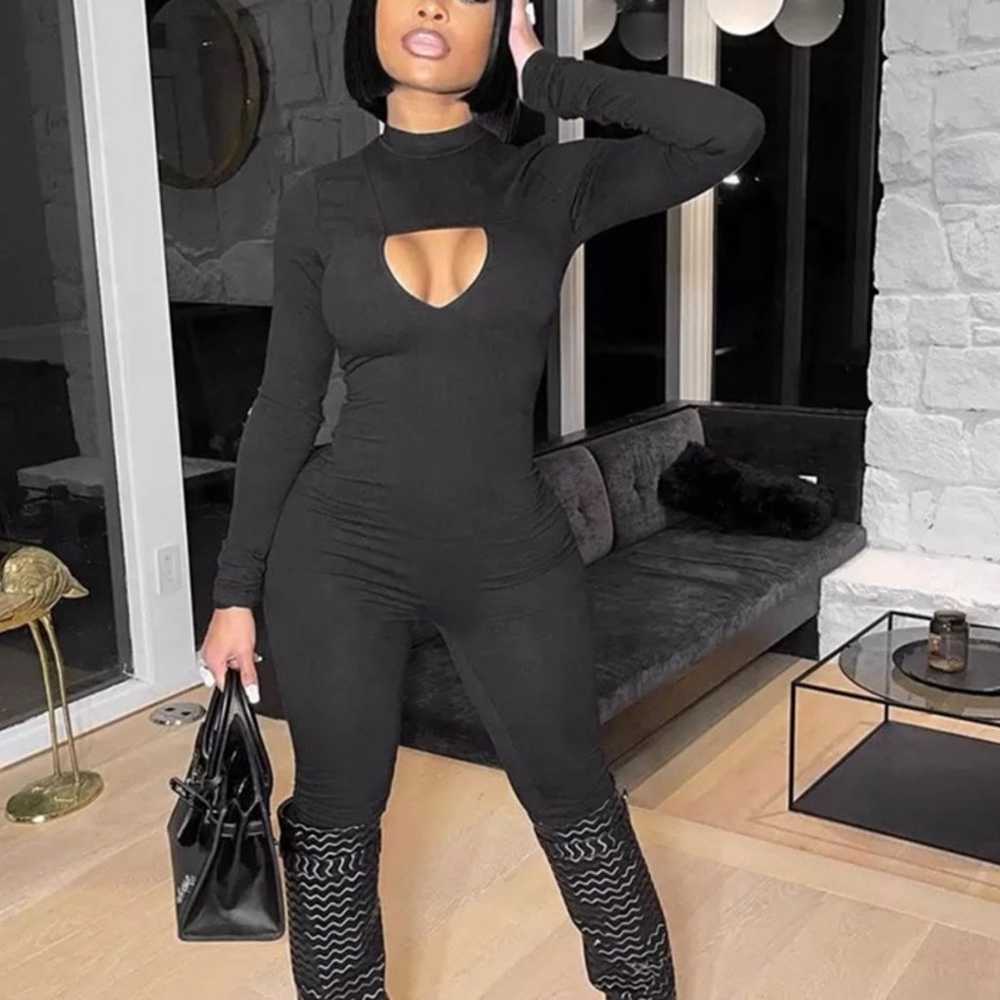 Black long sleeve jumpsuit/catsuit - image 1