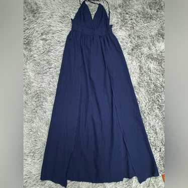 Navy Blue Maxi Formal Dress Size Medium - image 1