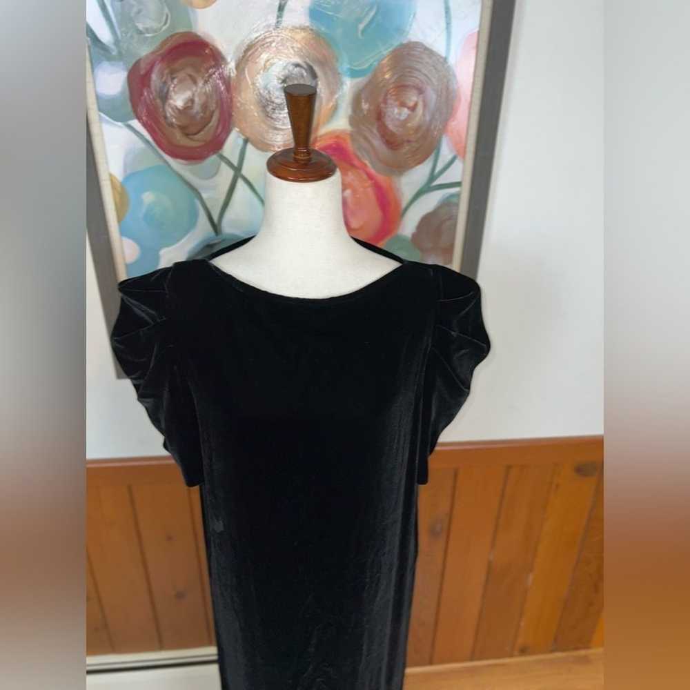 Gorgeous Halston Ruched Sleeve Black Velvet Dress! - image 3