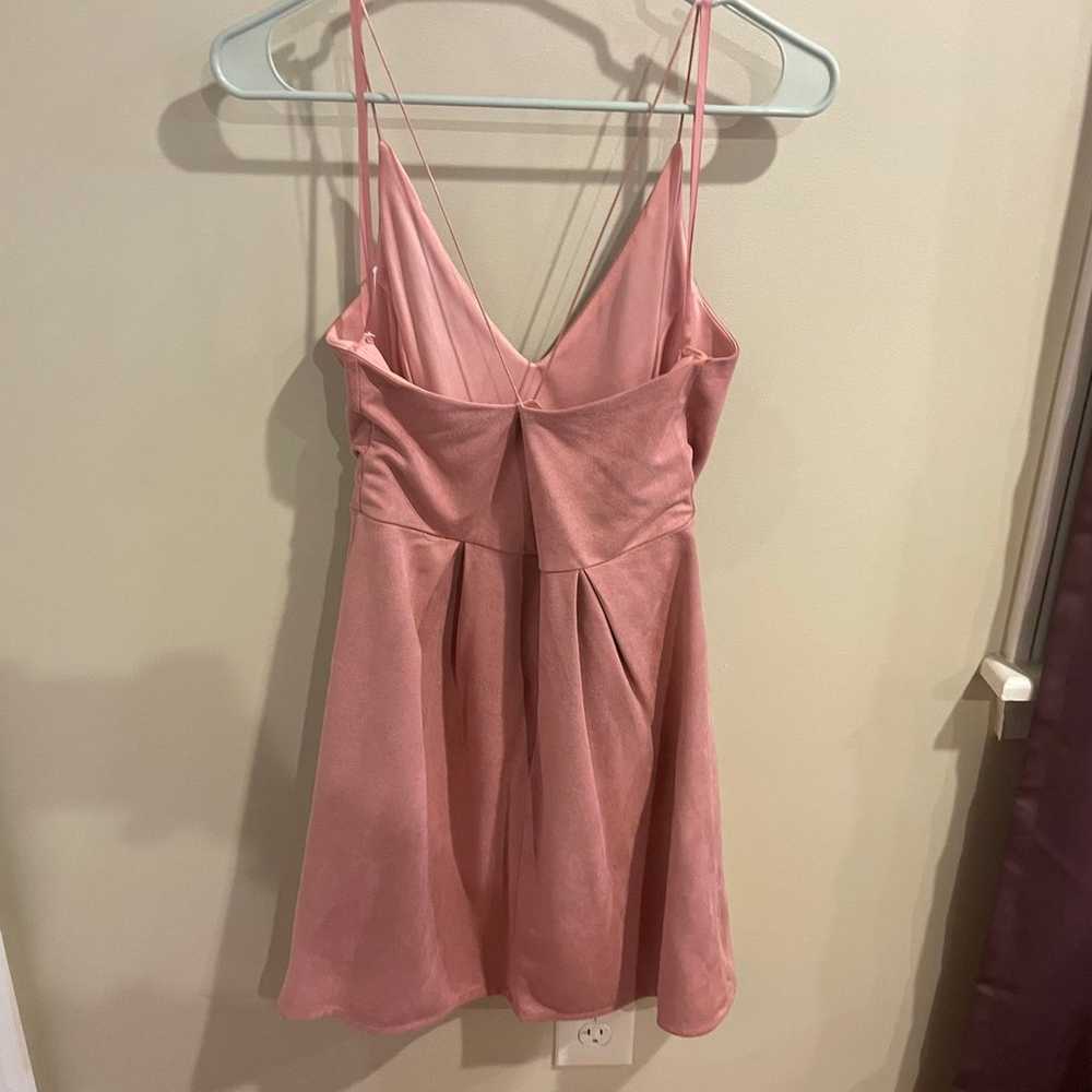 She + Sky Pink Criss Cross Back Velvet Look Sleev… - image 3