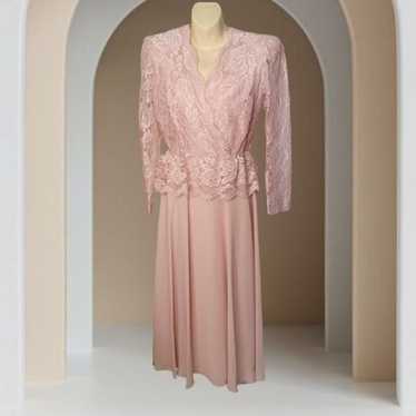 URSULA of SWITZERLAND Pink Lace Faux Layered Wrap… - image 1