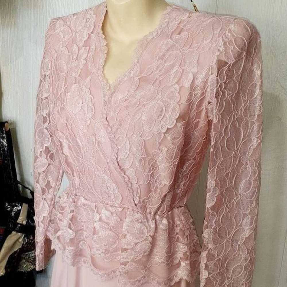 URSULA of SWITZERLAND Pink Lace Faux Layered Wrap… - image 2