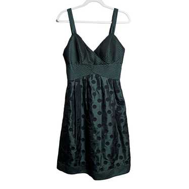 Eliza J Fit & Flare Dress Green Polka Dot Knee Le… - image 1