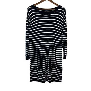 J. Crew Sweater Dress Women Large Navy White Strip