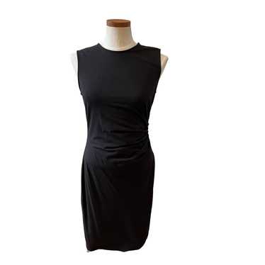 Theory black ruched knit sleeveless bodycon dress… - image 1