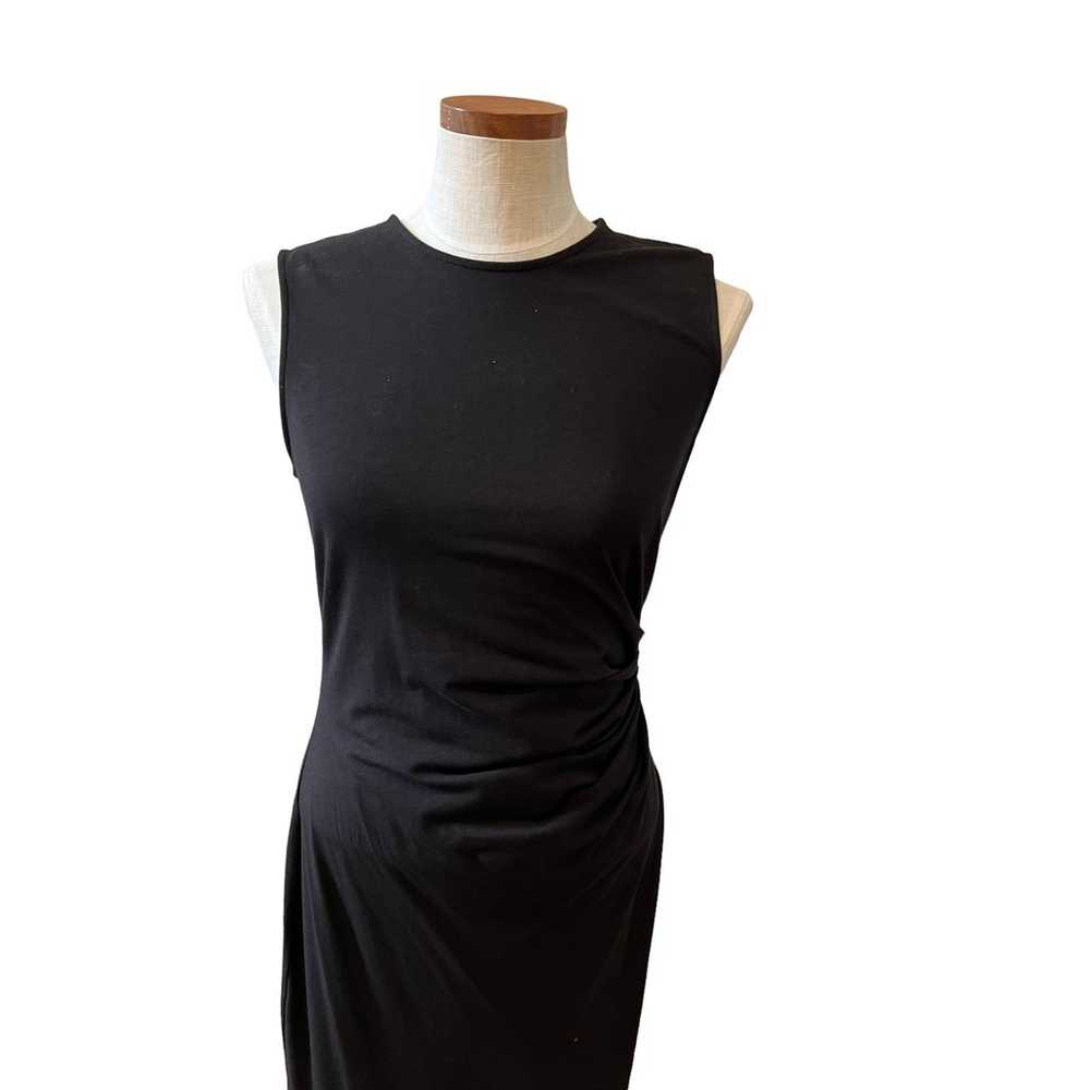 Theory black ruched knit sleeveless bodycon dress… - image 2