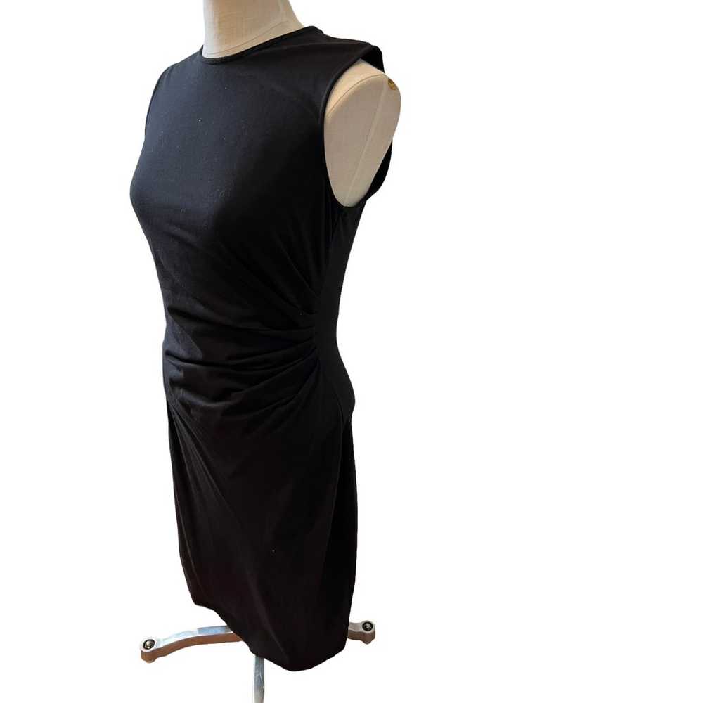 Theory black ruched knit sleeveless bodycon dress… - image 3