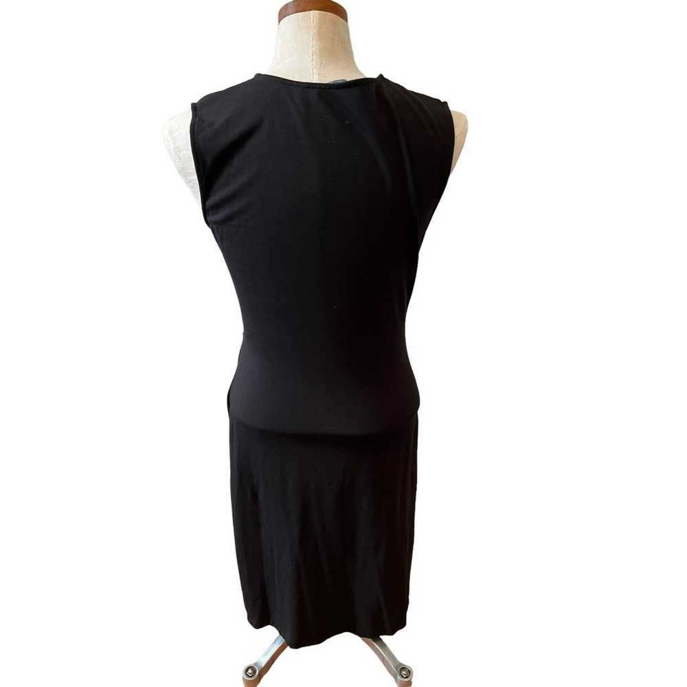 Theory black ruched knit sleeveless bodycon dress… - image 5