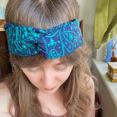 Handmade Boho Blue Paisley Headband - image 1