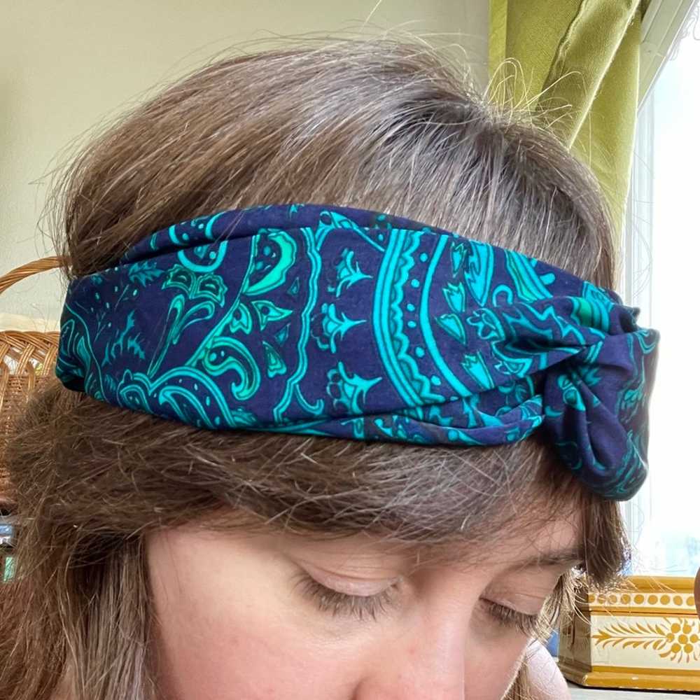 Handmade Boho Blue Paisley Headband - image 5