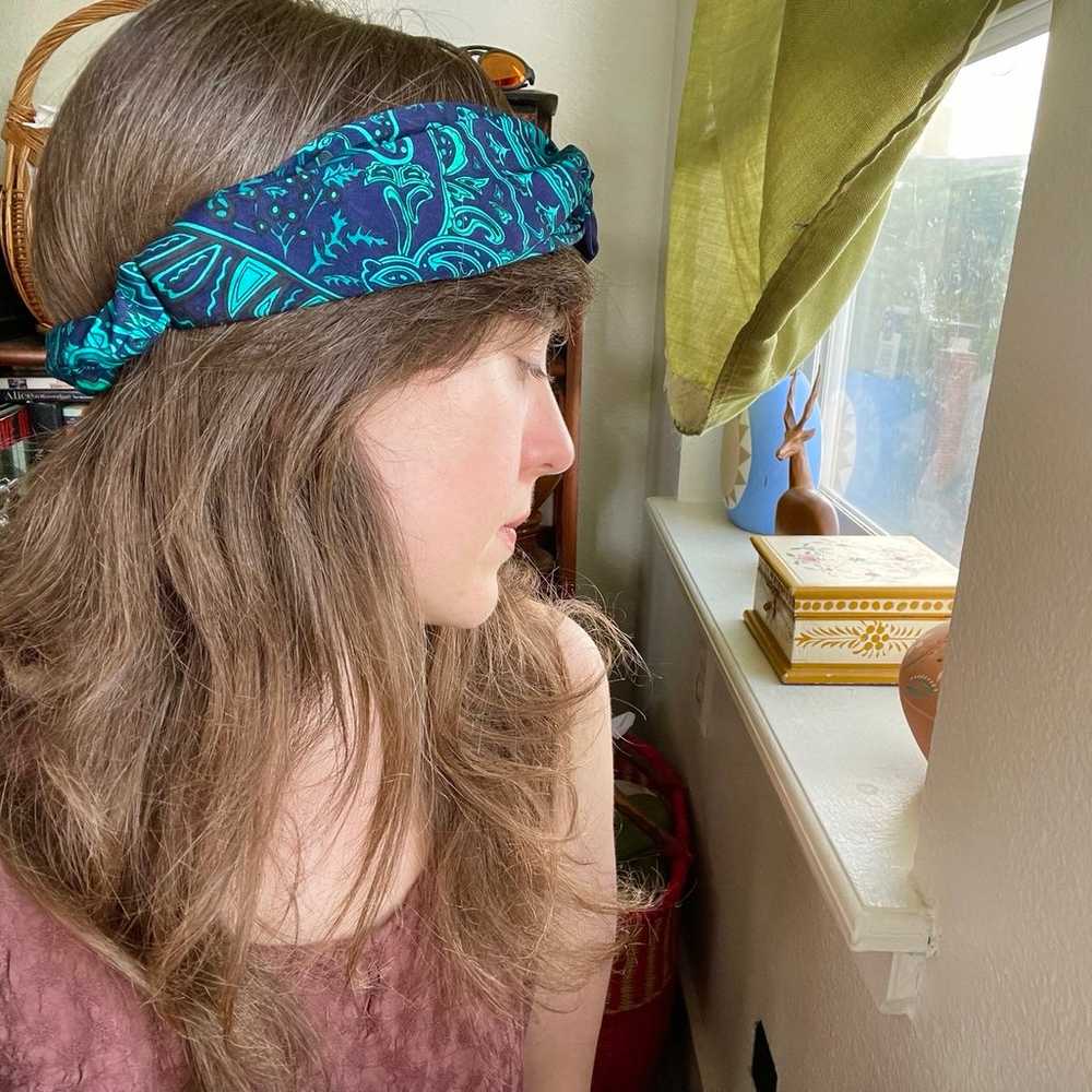 Handmade Boho Blue Paisley Headband - image 6