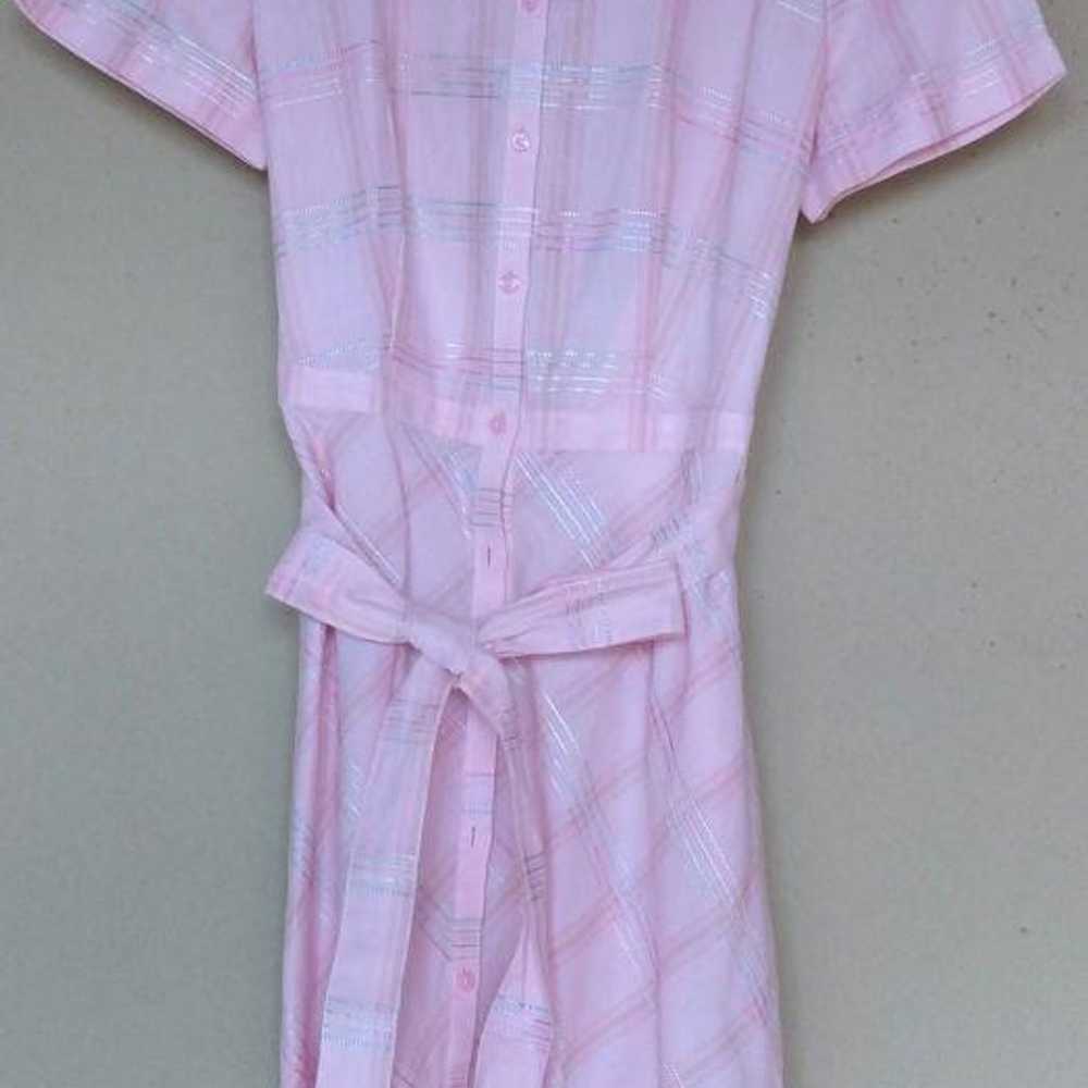 Brooks Brothers Check Linen-Cotton Dress Pink Siz… - image 1