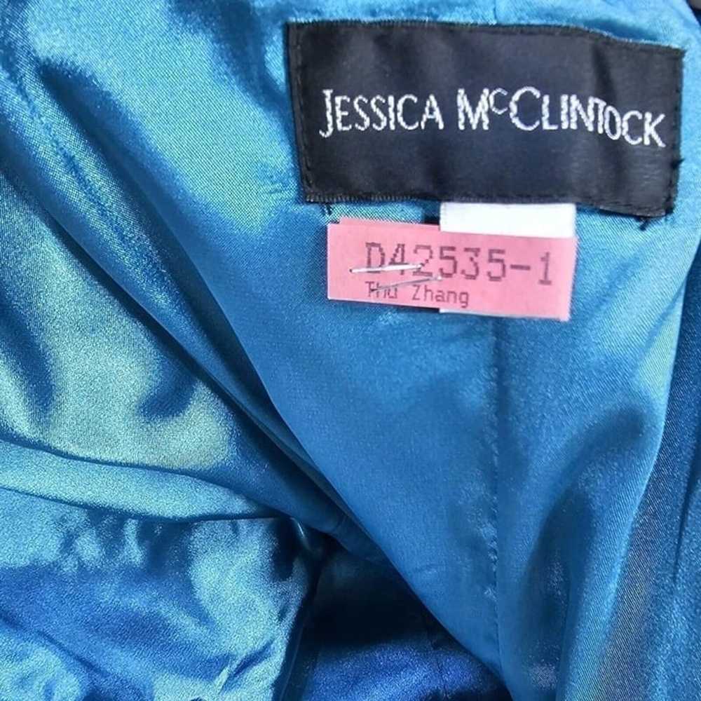 Y2K Jessica McClintock 8 Teal Iridescent Ruched T… - image 11