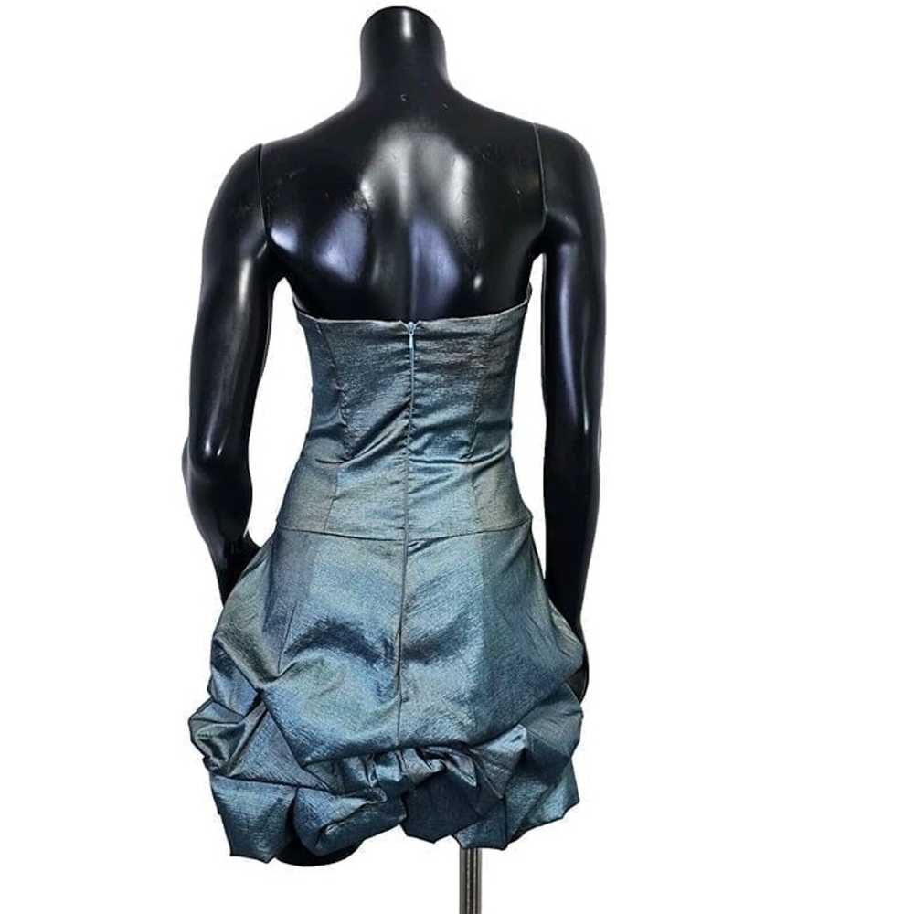 Y2K Jessica McClintock 8 Teal Iridescent Ruched T… - image 7