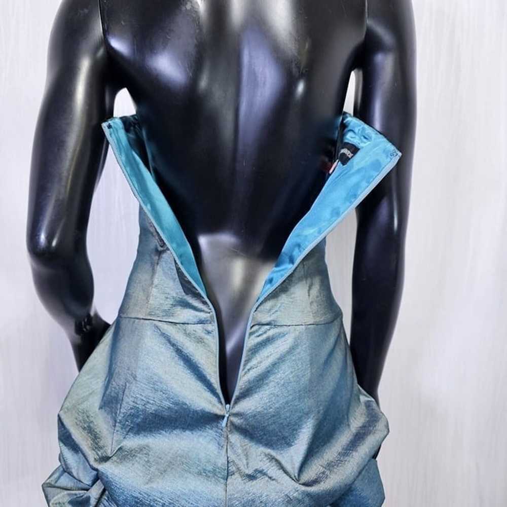 Y2K Jessica McClintock 8 Teal Iridescent Ruched T… - image 9