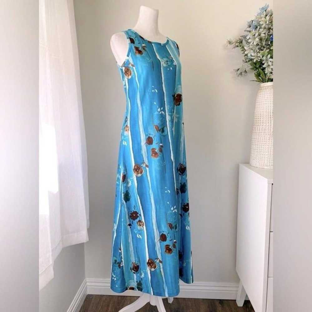 Vintage Y2K Brunaureola Blue & Brown Floral Sleev… - image 3