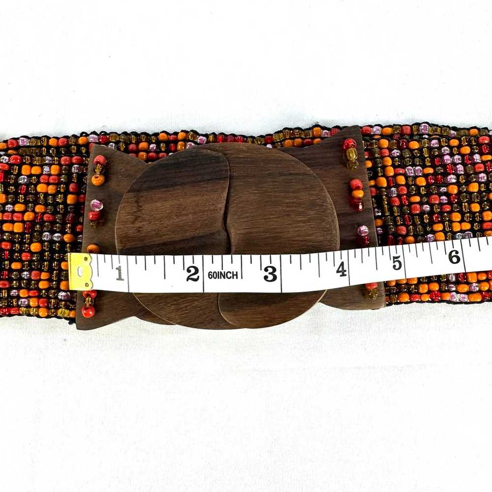 1970’s vintage glass beaded stretch belt with woo… - image 3