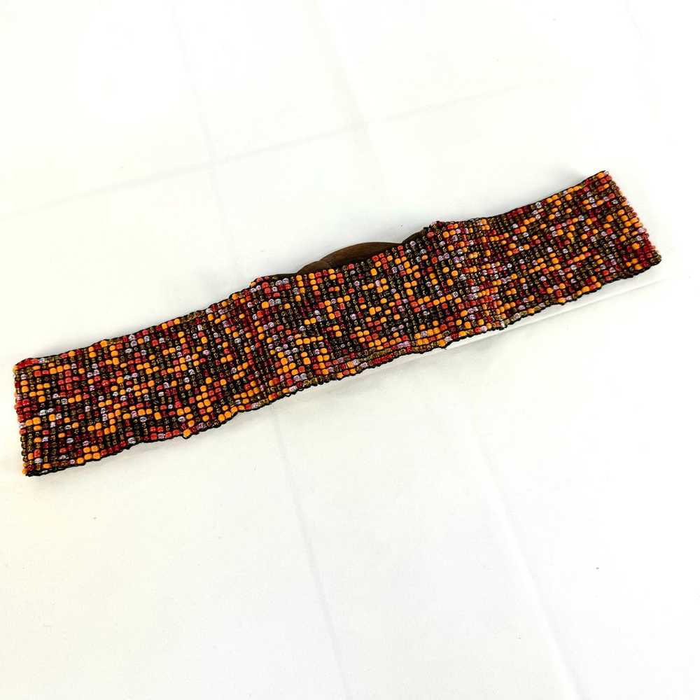 1970’s vintage glass beaded stretch belt with woo… - image 6