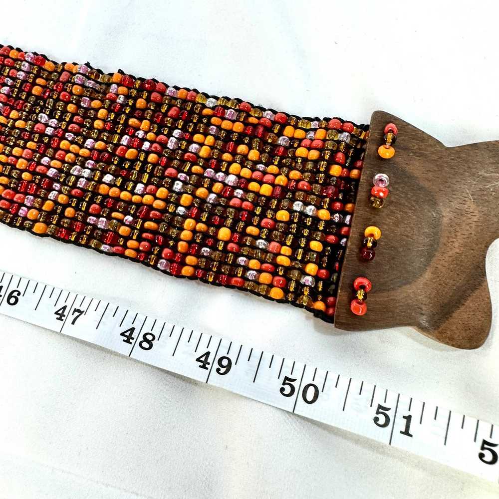 1970’s vintage glass beaded stretch belt with woo… - image 8