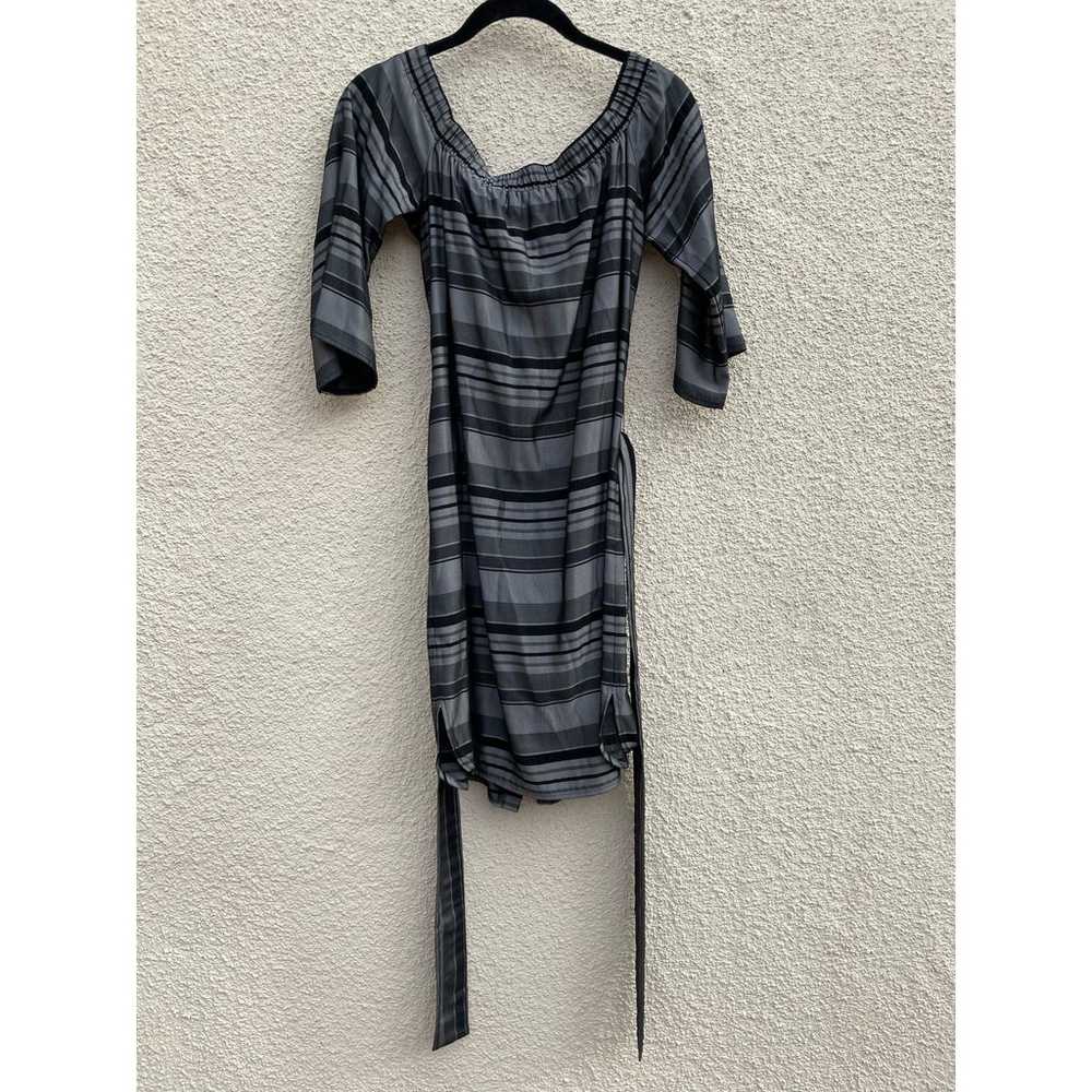 Bailey 44 Off Shoulder Stripe Dress S Silver Black - image 2