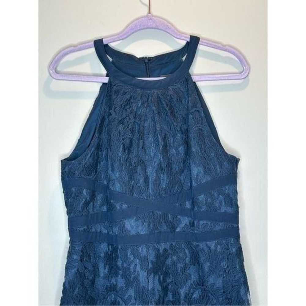 Adrianna Papell Navy Lace Halter Dress Size 12 - image 2