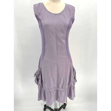 Matilda Jane Linen Sheath Dress Sz M Purple Pocket