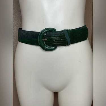 Vintage Genuine leather green belt - image 1