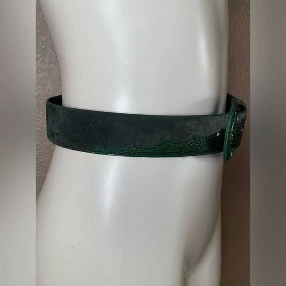 Vintage Genuine leather green belt - image 3