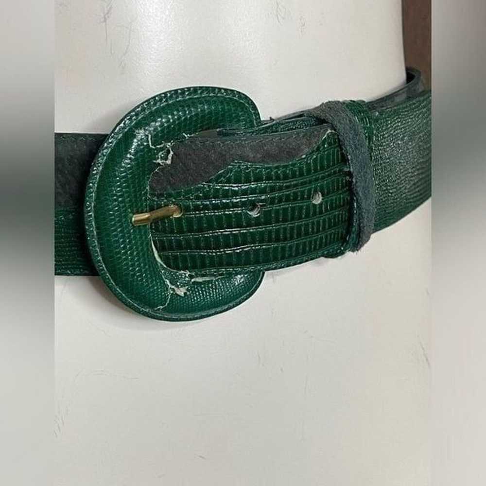 Vintage Genuine leather green belt - image 6