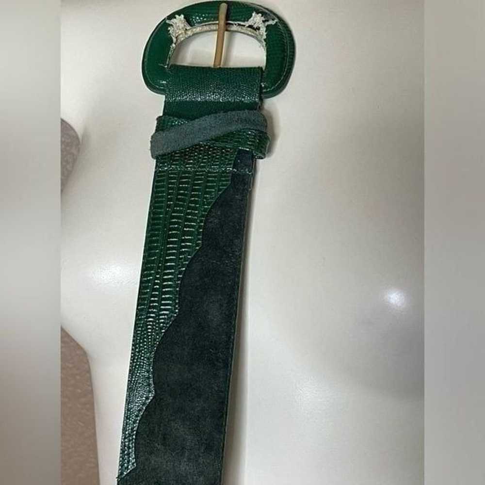 Vintage Genuine leather green belt - image 8