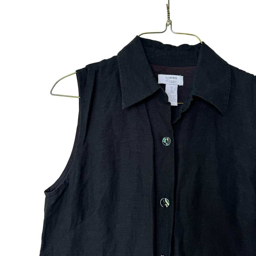 Address by Maggy London Linen Rayon black button … - image 2