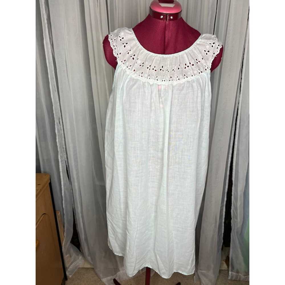 sun dress vintage eyelet lace collar cotton cotta… - image 1