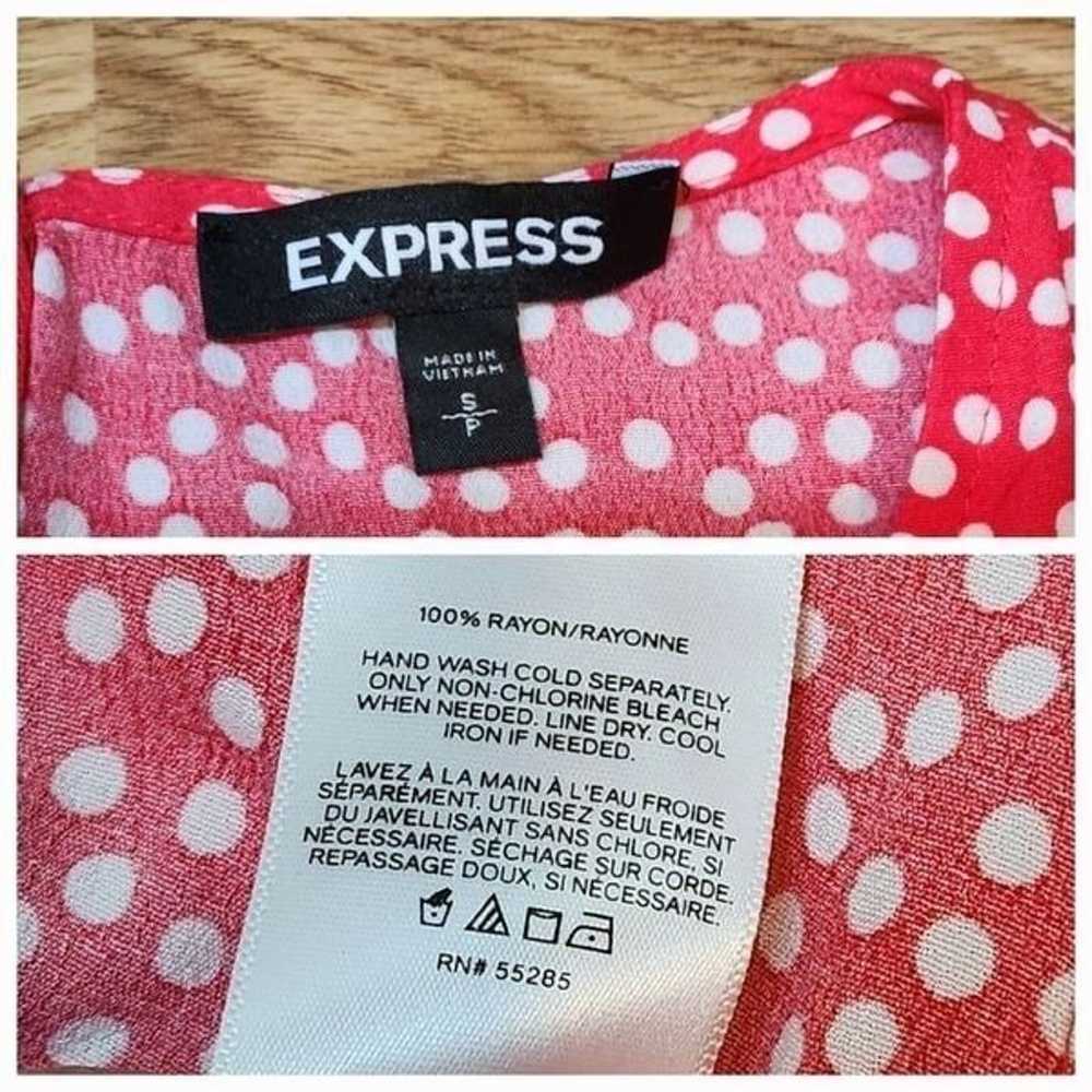 Express Red w/White Polka Dot Rayon Vneck Dress S… - image 10