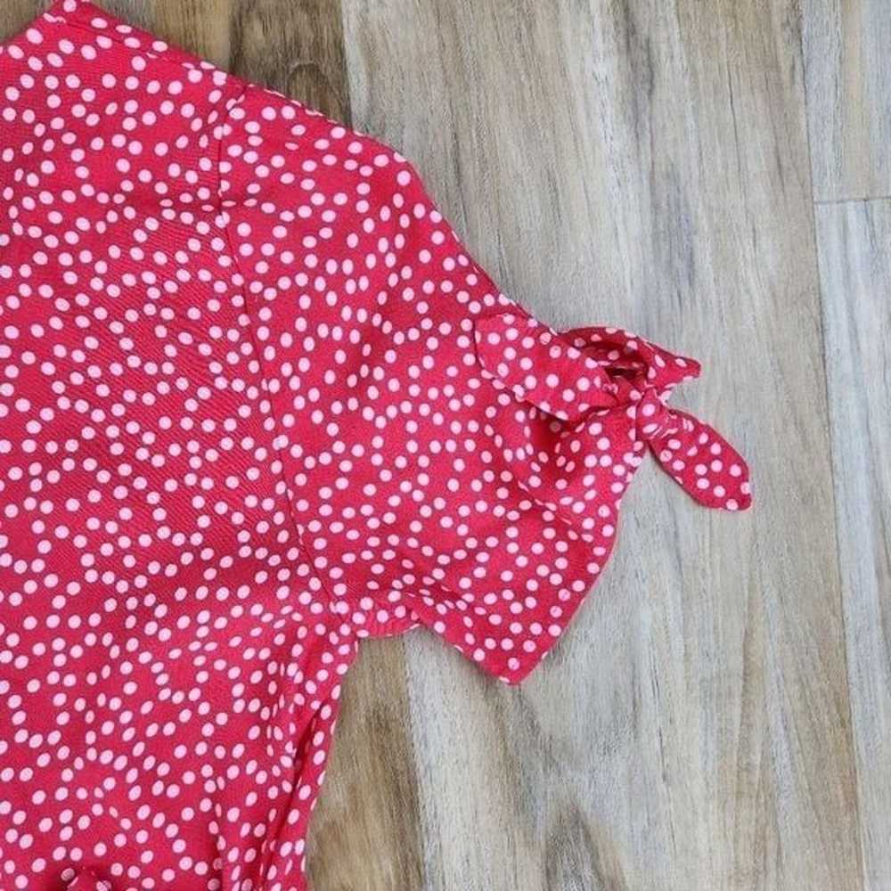 Express Red w/White Polka Dot Rayon Vneck Dress S… - image 5