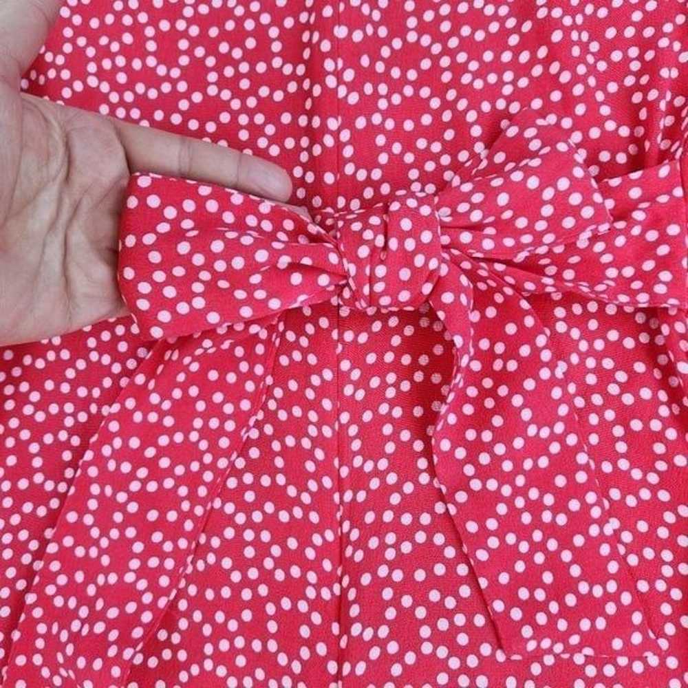 Express Red w/White Polka Dot Rayon Vneck Dress S… - image 7