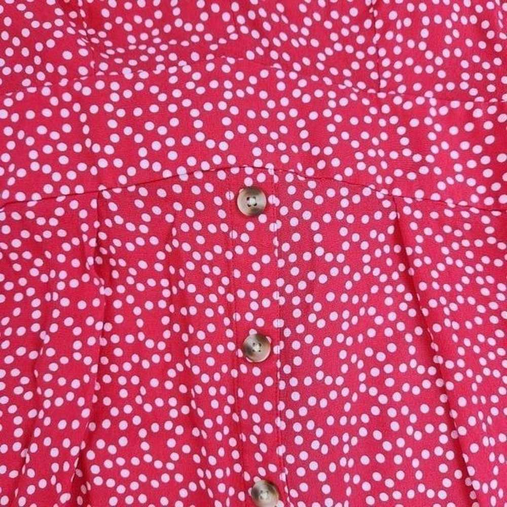 Express Red w/White Polka Dot Rayon Vneck Dress S… - image 8