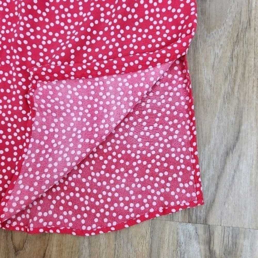 Express Red w/White Polka Dot Rayon Vneck Dress S… - image 9