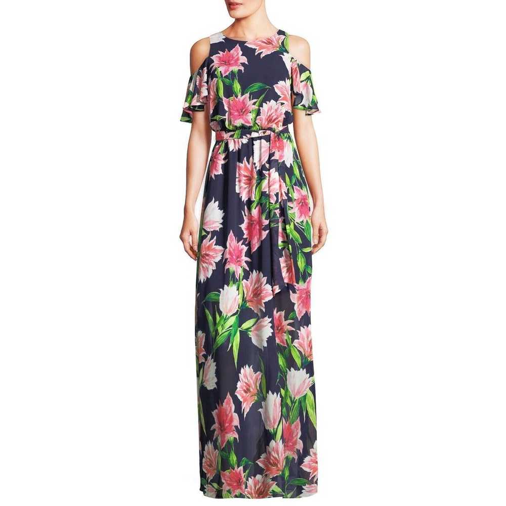 Eliza J Womens Floral Chiffon Cold Shoulder Maxi … - image 10