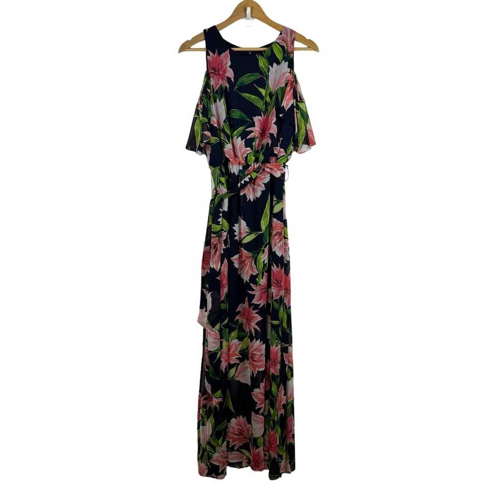 Eliza J Womens Floral Chiffon Cold Shoulder Maxi … - image 2