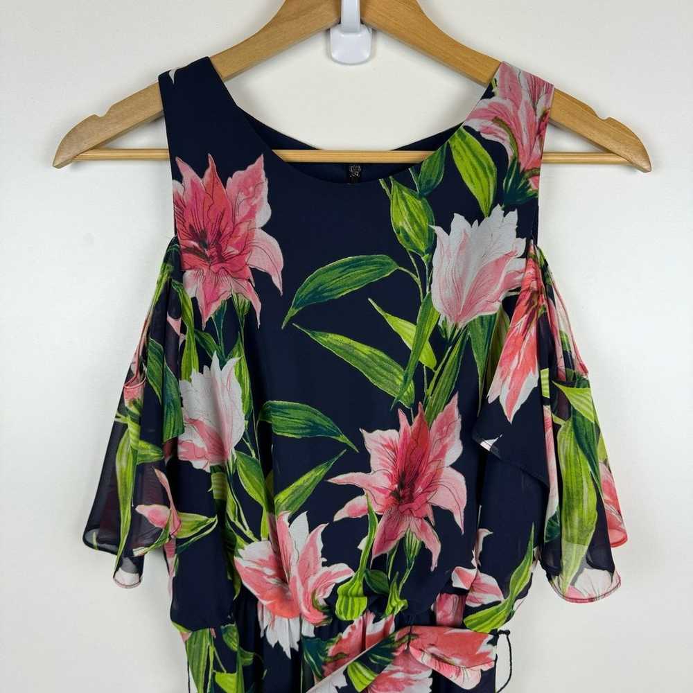 Eliza J Womens Floral Chiffon Cold Shoulder Maxi … - image 3