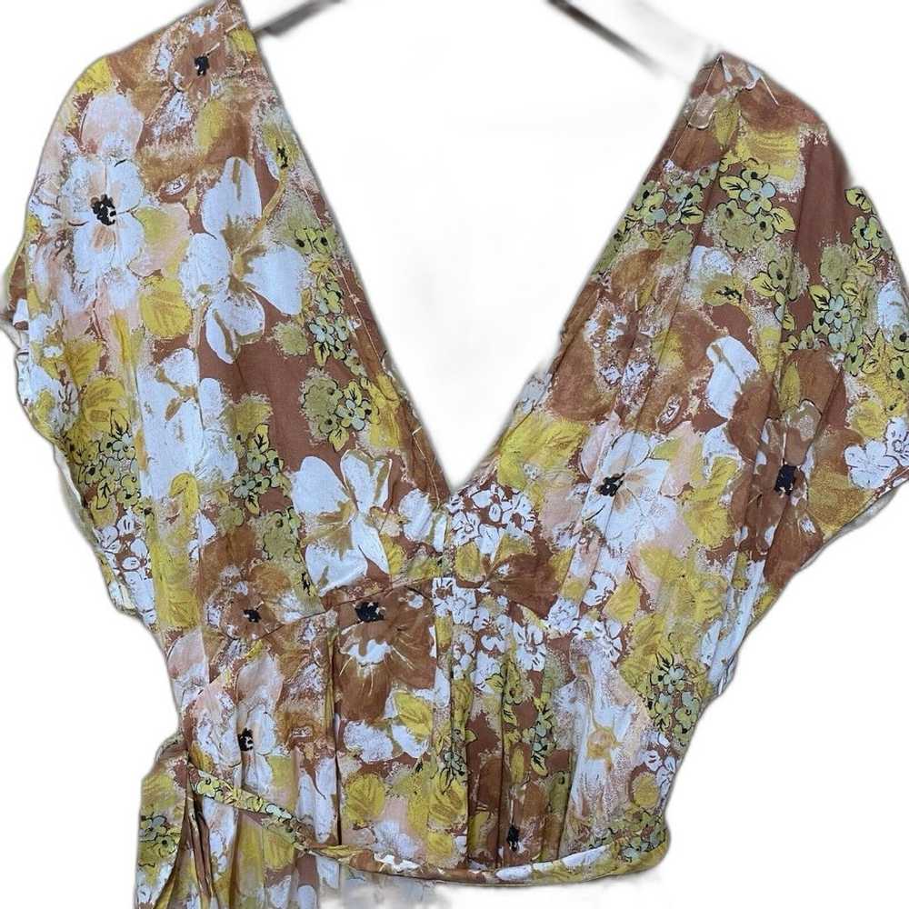 Free People Floral Print V-Neck Freddy Tie Mini D… - image 2