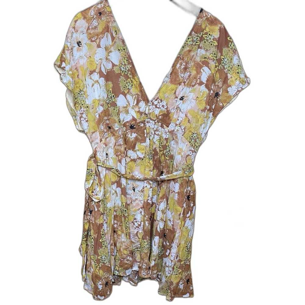 Free People Floral Print V-Neck Freddy Tie Mini D… - image 3