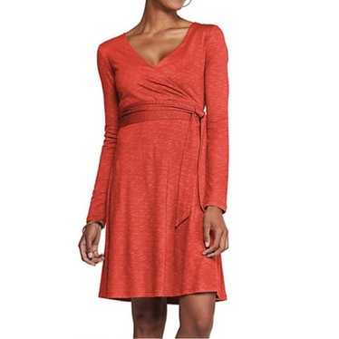 Toad & Co Cue Long Sleeve Wrap Dress Burnt Orange… - image 1