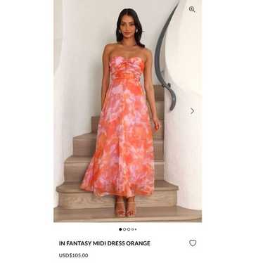 Hello Molly midi dress orange size medium