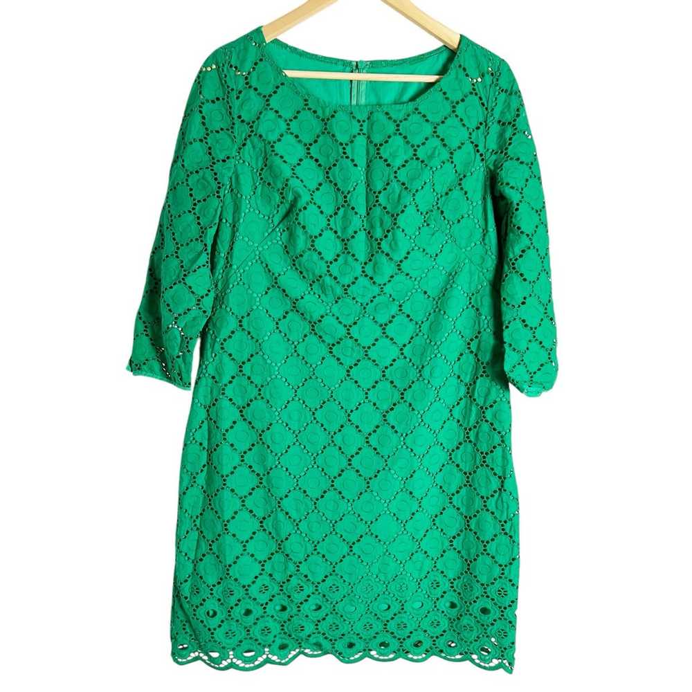 Talbots Kelly Green Eyelet Lace Long Sleeve Knee … - image 2